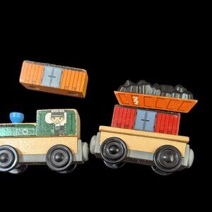 KidKraft‎ Wooden Train Toy Set With Cargo Coal Load - Interactive Play For Kids